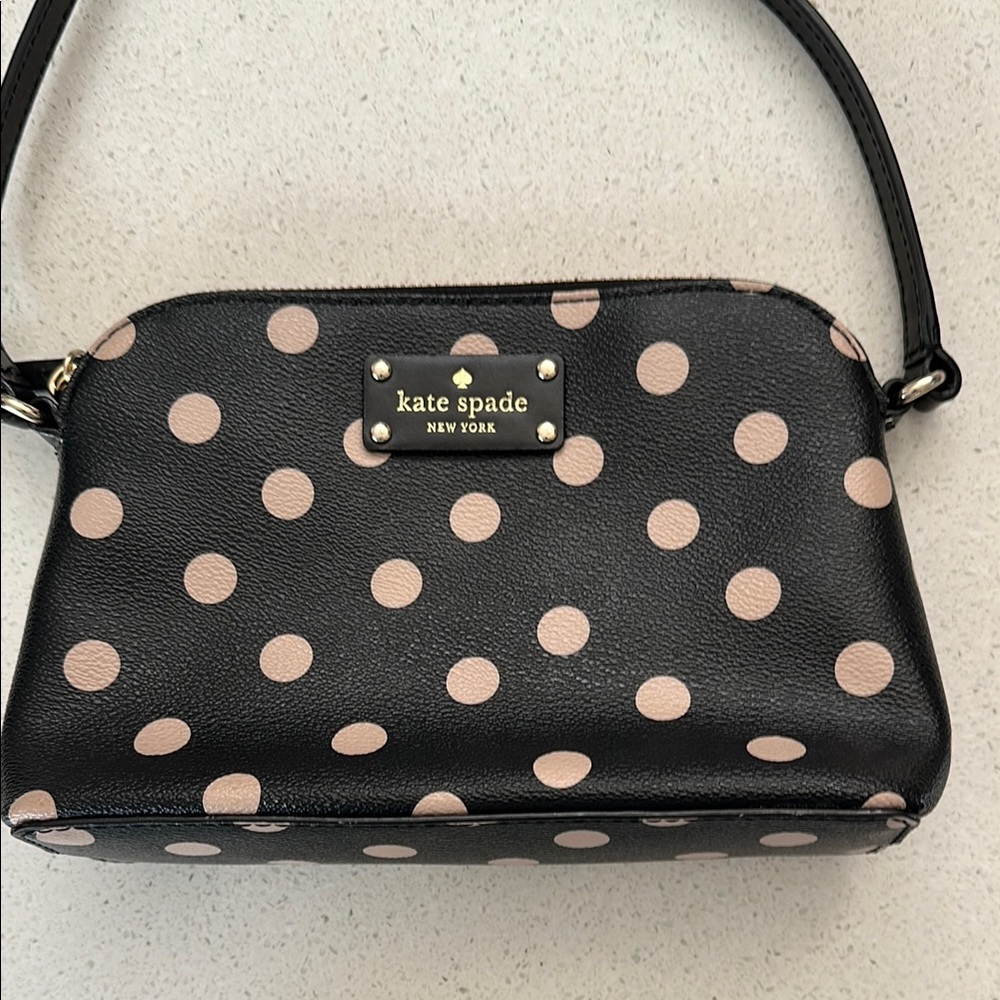 Kate Spade Black and Pink Shoulder Bag with Polka Dots